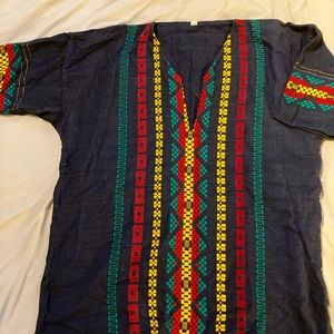 Traditional Mexican linen embroidered shirt